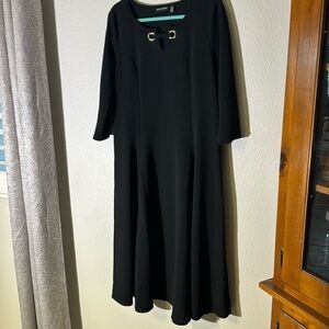 Nina Leonard long black dress with silver grommets XL